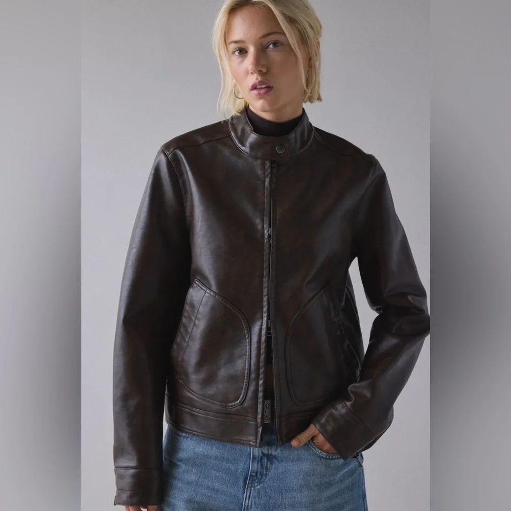 Faux Leather Oversized Moto Jacket - Picture 2 of 4